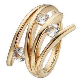Christina Collect Gold-plated silver Balance Love with white topaz in clasp setting, model 4.1.B-59